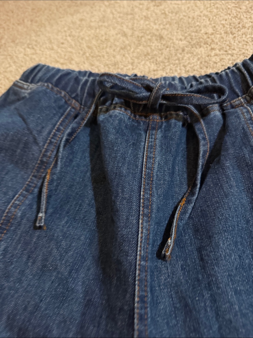 Relaxed Drawstring Womens Jeans - Dark Blue - Picture 2 of 4
